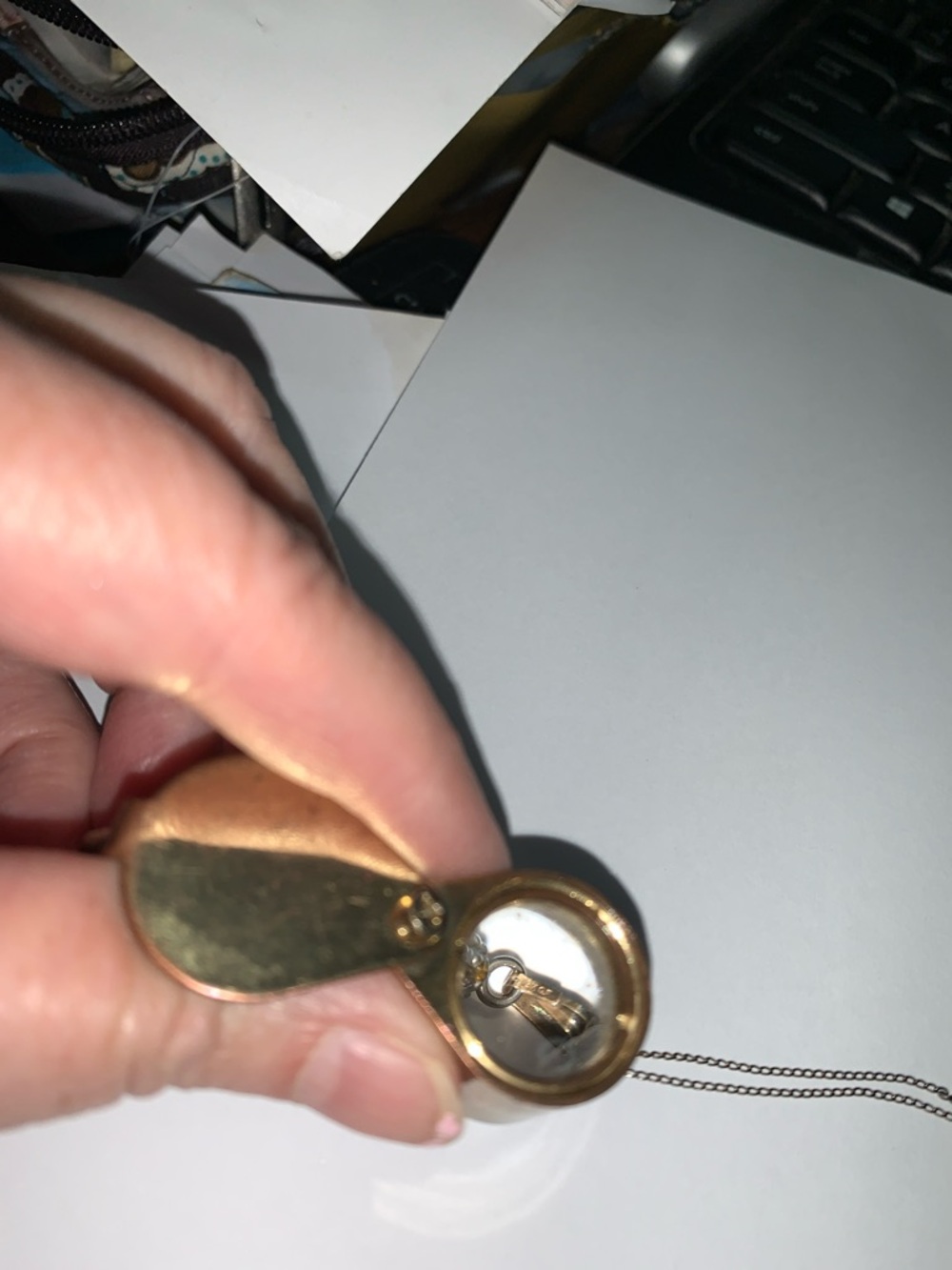 Gold-Tone Teardrop Necklace with Iridescent Crystal Pendant - Women Jewelry - Picture 4 of 4